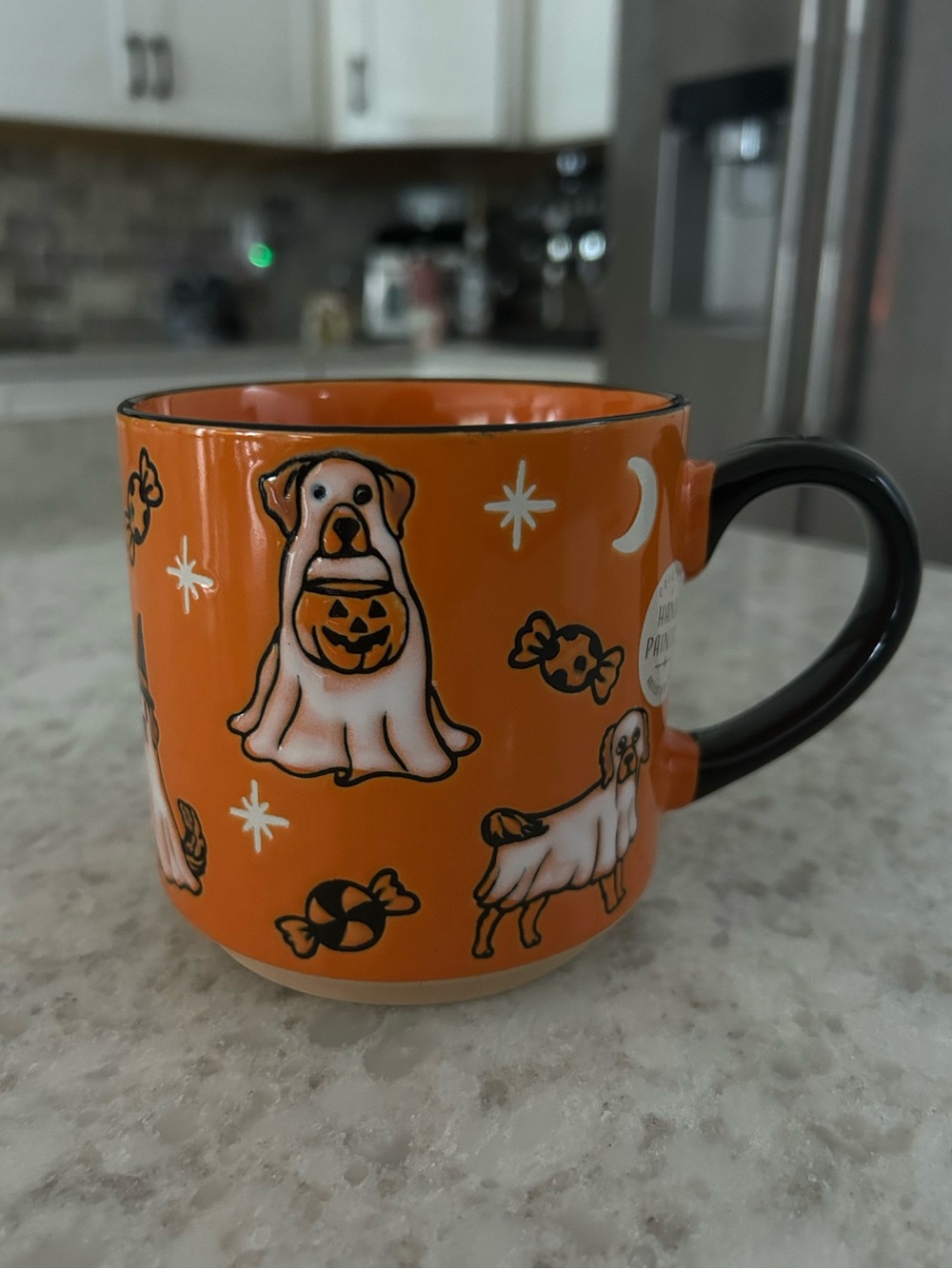 “New” Eli + Ana Halloween Mug with Dogs dressed in pink costumes